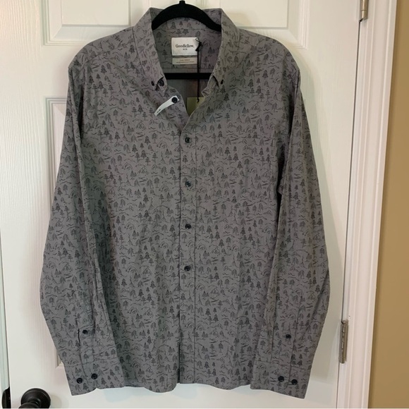 NWT Goodfellow & Co Men’s Long Sleeve Button-Down Grey Shirt, size L Slim Fit - Picture 9 of 9
